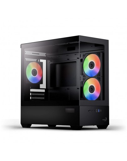 AeroCool кутия Case mATX - P300D Digi-G-BK-v1 - Digital Display, USB-C, 3 x 120 mm A-RGB
