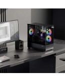 AeroCool кутия Case mATX - P300D Digi-G-BK-v1 - Digital Display, USB-C, 3 x 120 mm A-RGB