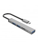 Orico хъб USB3.0/2.0 HUB 3 port + card reader TYPE C, Aluminum - AH-12F-GY