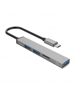 Orico хъб USB3.0/2.0 HUB 3 port + card reader TYPE C, Aluminum - AH-12F-GY