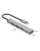 Orico хъб USB3.0/2.0 HUB 3 port + card reader TYPE C, Aluminum - AH-12F-GY