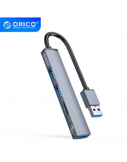 Orico хъб USB3.0/2.0 HUB 3 port + card reader, Aluminum - AH-A12F-GY