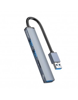 Orico хъб USB3.0/2.0 HUB 3 port + card reader, Aluminum - AH-A12F-GY