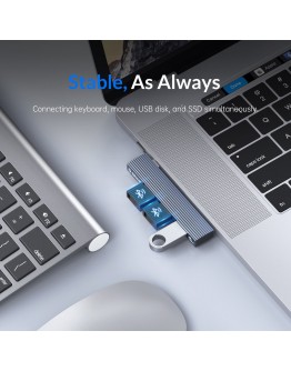 Orico хъб USB3.0/2.0 HUB 3 port TYPE C, Aluminum - AH-W13-GY