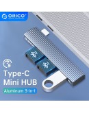 Orico хъб USB3.0/2.0 HUB 3 port TYPE C, Aluminum - AH-W13-GY