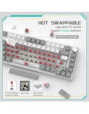 Ajazz геймърска механична клавиатура Gaming Mechanical Keyboard AK820 - AS Red Switch [Linear] (English US), Gray White, White Light