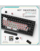Ajazz геймърска механична клавиатура Gaming Mechanical Keyboard AK820 - Red Switches [Linear] (English US), Black, White Backlight