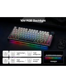Ajazz геймърска механична клавиатура Wireless Gaming Mechanical Keyboard AK820 V2 PRO - White peach Switch [Linear] (English US), White