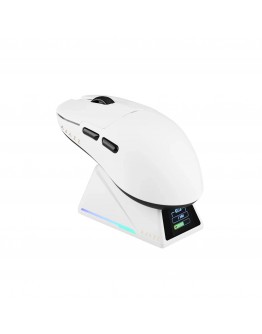Ajazz професионална геймърска мишка AJ159 APEX - Wireless Gaming Mouse - 8K, Magnetic Charging Dock, White