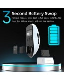 Ajazz професионална геймърска мишка AJ159 V2 MC - Wireless Gaming Mouse - 1K, Magnetic Charging Dock, White