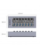 Orico хъб USB3.0 HUB 7 port with Power Adapter, On/Off buttons, Aluminium - AT2U3-7AB-EU-GY