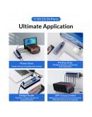 Orico хъб USB3.0 HUB 7 port with Power Adapter, On/Off buttons, Aluminium - AT2U3-7AB-EU-GY