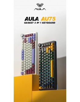 Aula геймърска механична клавиатура Wireless Gaming Mechanical Keyboard AU75 - Bloomfield Switch [Linear] (English US), Turmeric yellow