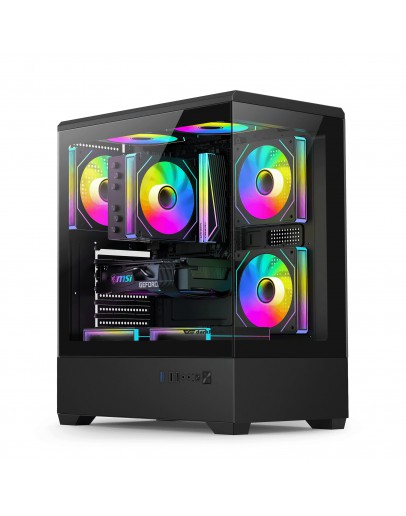Aigo кутия Case ATX - C365 Black - 3 x 120 mm A-RGB fans included
