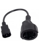 VCom захранващ кабел Cable Power Ext IEC 320 C14 / SCHUKO F 0.2m 16A Black - CE002-CU1.5mm-0.2m