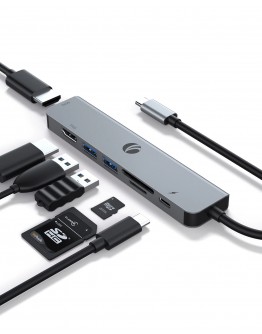 VCom докинг станция Docking Station Type-C 7-in-1 - CUE39 - PD3.0 100W, HDMI x 2, USB3.0 x 2, SD, TF