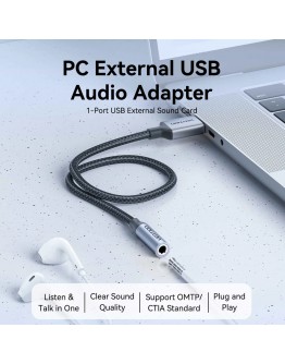 Vention външна звукова карта USB Sound card 1-Port 0.25M Gray - CVFHC