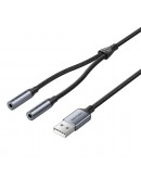 Vention външна звукова карта USB Sound card 2-Port 0.25M Gray - CVHHC