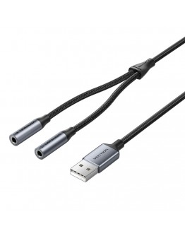 Vention външна звукова карта USB Sound card 2-Port 0.25M Gray - CVHHC