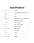Vention външна звукова карта USB Sound card 2-Port 0.25M Gray - CVHHC