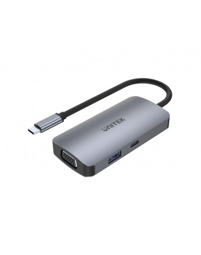 Unitek докинг станция Docking Station Type-C 5-in-1 - uHUB P5 Trio D1051A - USB-C PD100W x 1, HDMI x 2, VGA, USB3.0 x 1