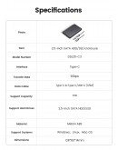 Orico външна кутия за диск Storage - Case - 2.5 inch USB-C/A Black - DDL25-C3-BK