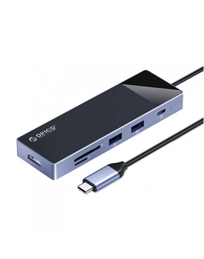 Orico докинг станция Docking Station Type-C - DM-10P-BK-BP - HDMI, USB-C, USB-A x 4, PD100W x 1, LAN (1Gbps), SD/TF