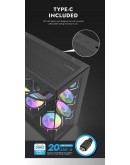 Darkflash кутия Case ATX - DS900 Black - 7 x 120 mm A-RGB fans included, USB-C