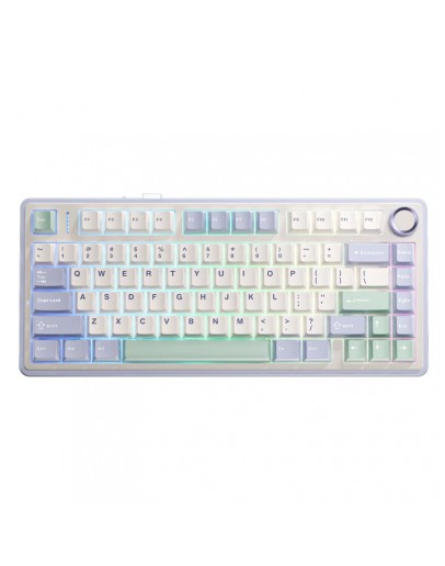 Aula геймърска механична клавиатура Wireless Gaming Mechanical Keyboard F75 - Reaper Switch [Linear] (English US), Purple, Beige, Green