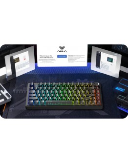 Aula геймърска механична клавиатура Wireless Gaming Mechanical Keyboard F75HE - Black King Magnetic Switch [Linear] (English US), Black Contour
