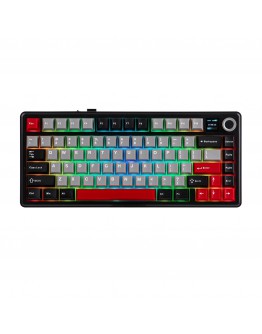 Aula геймърска механична клавиатура Wireless Gaming Mechanical Keyboard F75 MAX - Reaper Switch [Linear] (English US), Black, Red