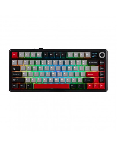 Aula геймърска механична клавиатура Wireless Gaming Mechanical Keyboard F75 MAX - Reaper Switch [Linear] (English US), Black, Red