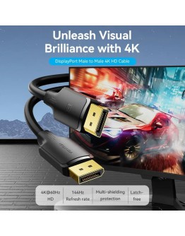 Vention Кабел Cable - Display Port v1.2 DP M / M Black 4K 1M - HAKBF