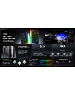Aula геймърска механична клавиатура Wireless Gaming Mechanical Keyboard HERO 75 HE - Stormrise Magnetic Switch [Linear] (English US), Black