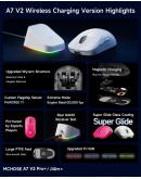 MCHOSE професионална геймърска мишка A7 V2 Ultra White - Wireless Gaming Mouse - Dual 8K, Omron Mechanical