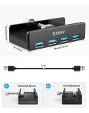 Orico хъб USB 3.0 HUB Clip Type 4 port, Black - MH4PU-BK