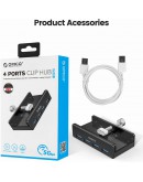 Orico хъб USB 3.0 HUB Clip Type 4 port, Black - MH4PU-BK