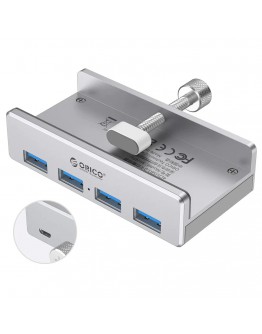 Orico хъб USB 3.0 HUB Clip Type 4 port - aux Micro-USB power input, Aluminum - MH4PU-P-SV