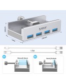 Orico хъб USB 3.0 HUB Clip Type 4 port - aux Micro-USB power input, Aluminum - MH4PU-P-SV