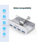 Orico хъб USB 3.0 HUB Clip Type 4 port - aux Micro-USB power input, Aluminum - MH4PU-P-SV