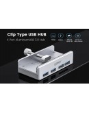 Orico хъб USB 3.0 HUB Clip Type 4 port - aux Micro-USB power input, Aluminum - MH4PU-P-SV