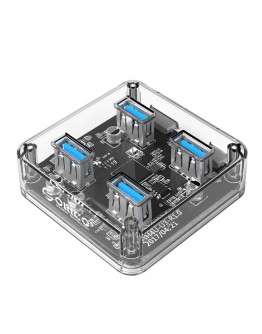 Orico хъб USB3.0 HUB 4 port transparent, 1m cable - MH4U-U3-10-CR