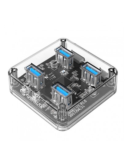 Orico хъб USB3.0 HUB 4 port transparent, 1m cable - MH4U-U3-10-CR