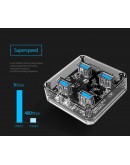 Orico хъб USB3.0 HUB 4 port transparent, 1m cable - MH4U-U3-10-CR