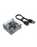Orico хъб USB3.0 HUB 4 port transparent, 1m cable - MH4U-U3-10-CR