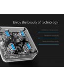 Orico хъб USB3.0 HUB 4 port transparent, 1m cable - MH4U-U3-10-CR