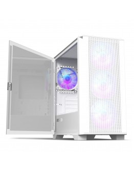 Montech кутия AIR 100 ARGB, Micro ATX Case, TG, 4x120mm ARGB Fans, White