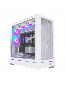 Montech кутия Case ATX - HS01 PRO (W) - 5 x 120 mm ARGB Fans, USB-C, White