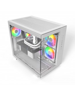 Montech кутия KING 65 Pro, Dual Chamber Mid-tower Case, 3 ARGB Fans, White