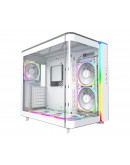 Montech кутия KING 95 Pro, Dual Chamber Mid-tower Case, 6 ARGB Fans, 2 Front Panels, White